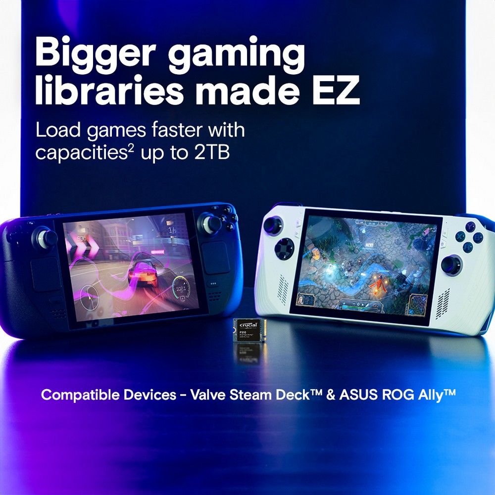 Crucial P310 SSD совместимость с Steam Deck и ASUS ROG Ally — портативные игровые устройства