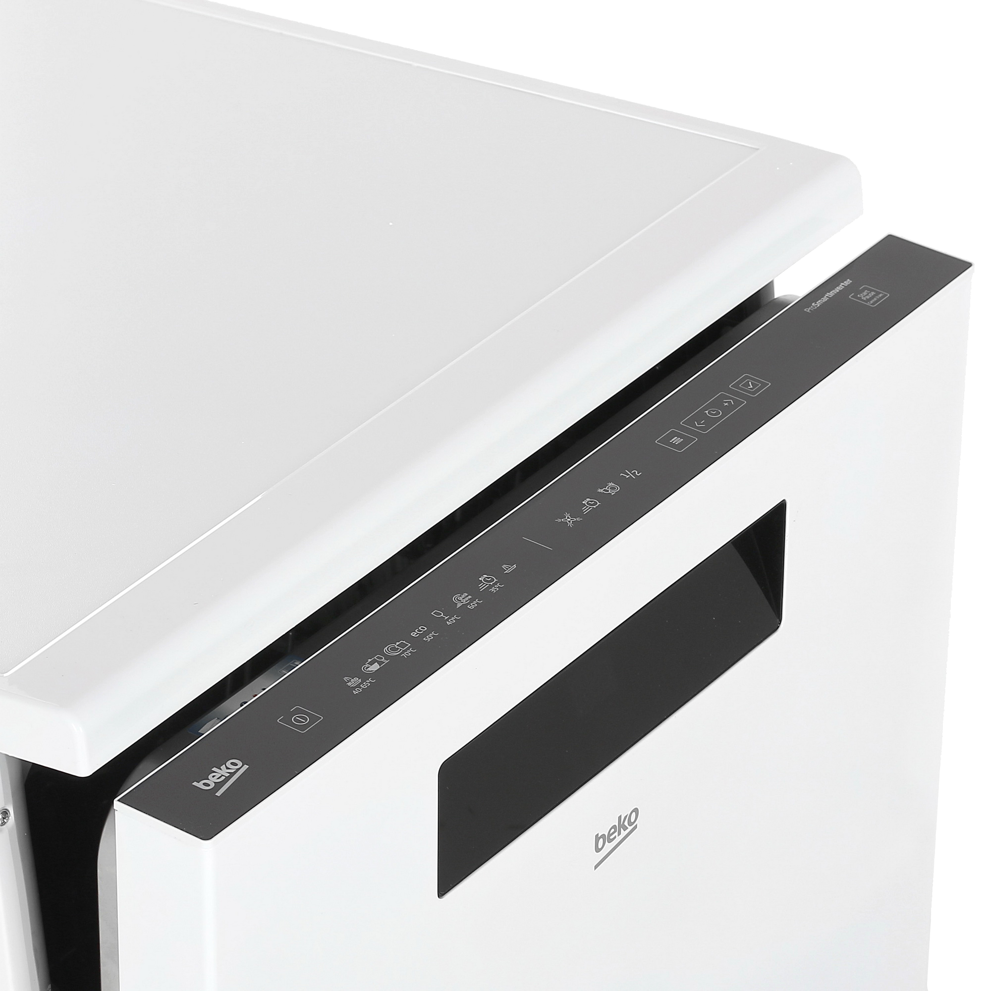 Beko DEN48522W панель управления с LCD-дисплеем и сенсорными кнопками выбора программ