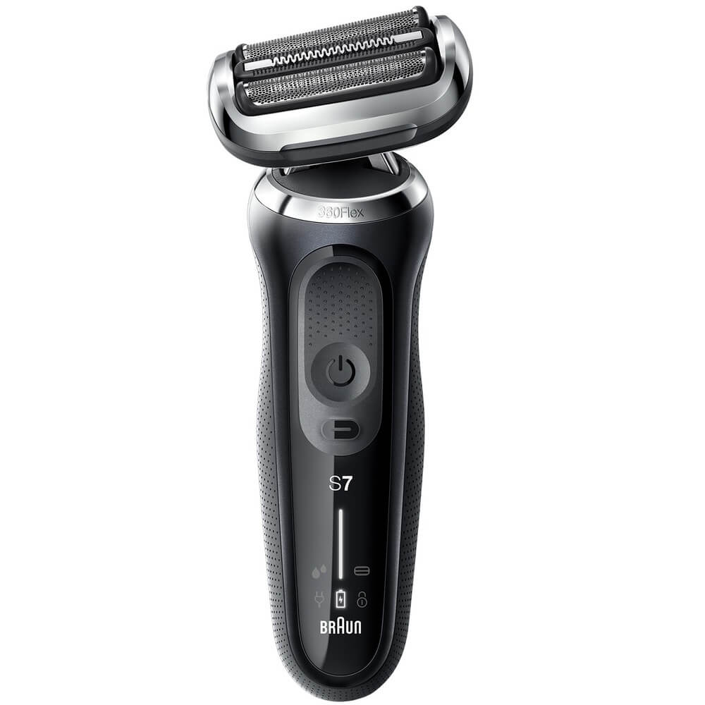 Braun 71-N1000S сеточная головка 380Flex крупным планом &mdash; кнопка питания и элементы управления