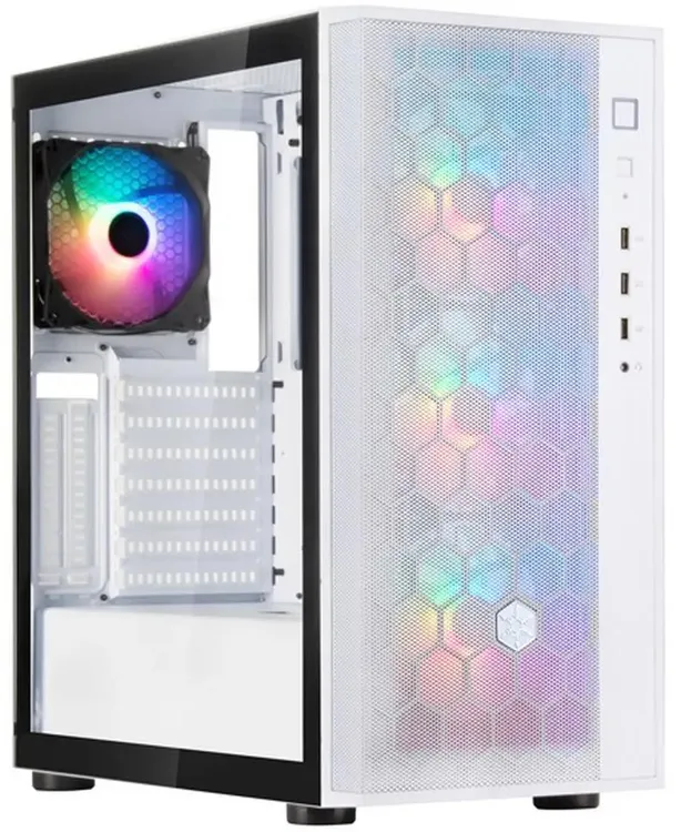 SilverStone Fara G410FAR1WPRO022 белый Mid-Tower вид сбоку с ARGB вентиляторами