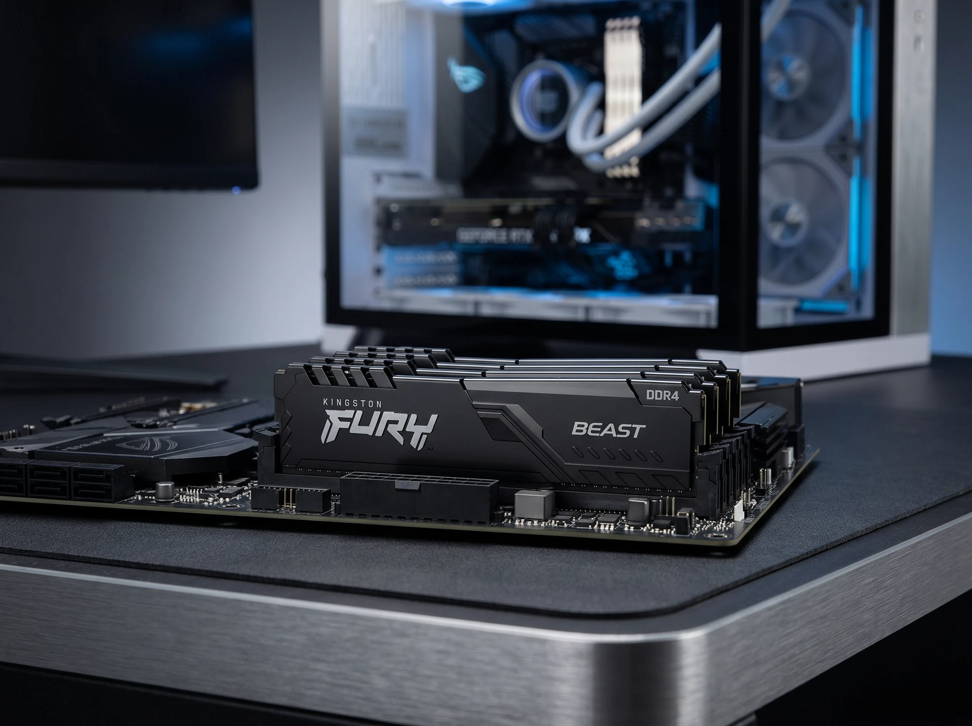 Оперативная память Kingston Fury Beast Black Gaming Memory KF432C16BBK4/128, DDR4 4х 128ГБ 3200 МГц, DIMM, RTL - фото в интерьере