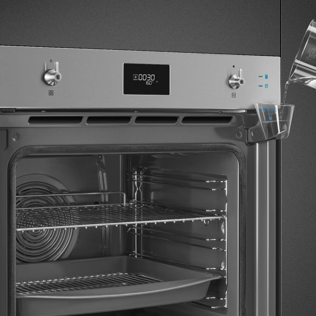 Встраиваемый духовой шкаф с паром и пиролитической очисткой Smeg SOP6301S2X