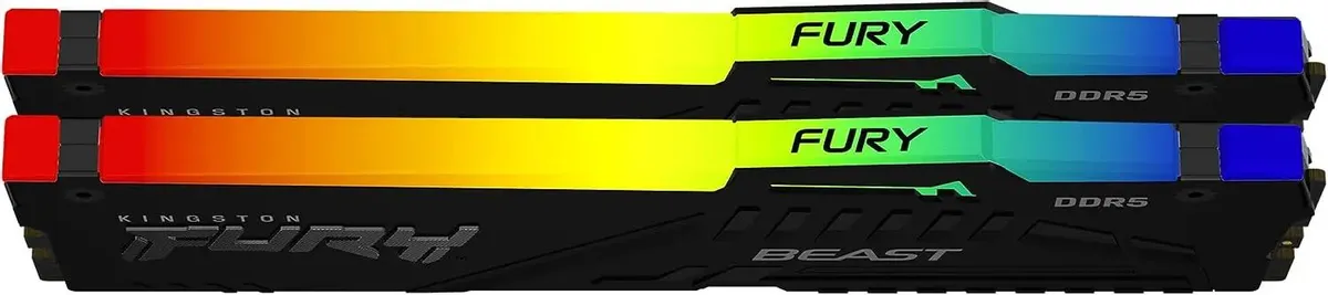Kingston FURY Beast DDR5 KF564C32BBAK2-32 вид сверху RGB подсветка градиент маркировка FURY
