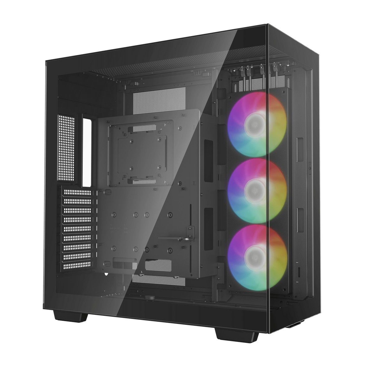 DeepCool CH780 вид спереди три ARGB вентилятора передняя панель из закалённого стекла