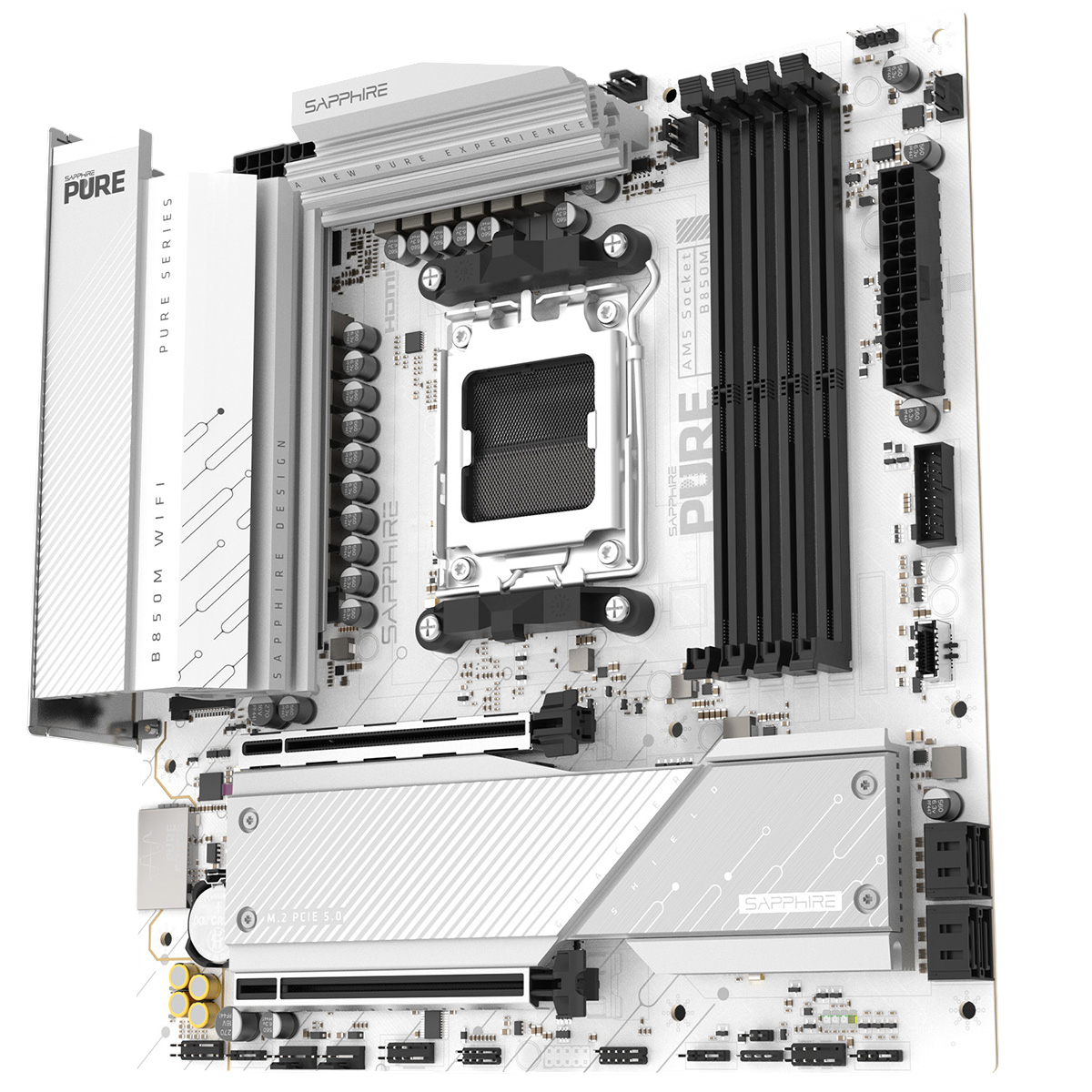 Sapphire B850M Pure Wifi задняя панель разъёмов USB HDMI DisplayPort RJ45