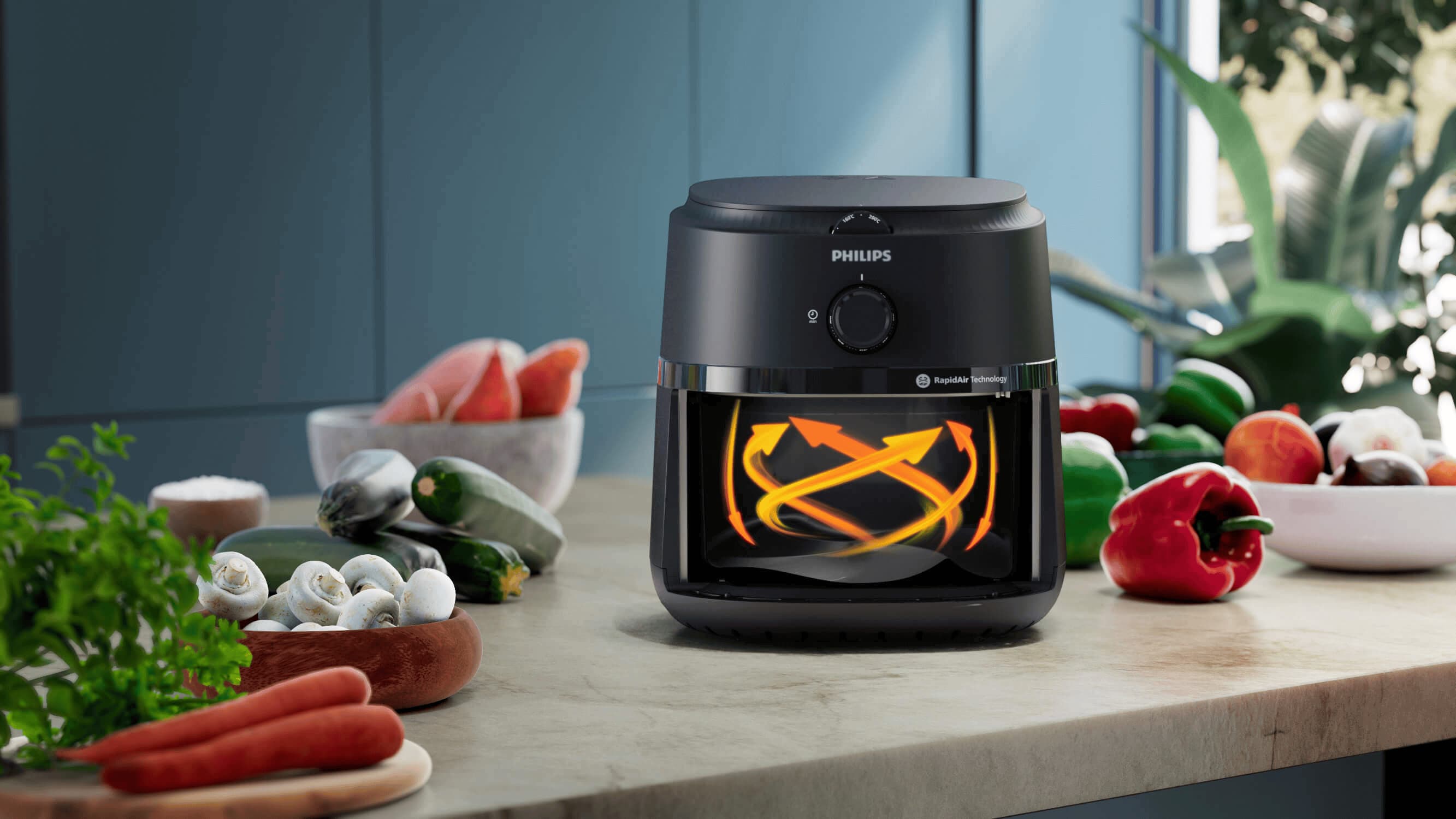Philips NA231/00 аэрогриль чаша и корзина крупным планом