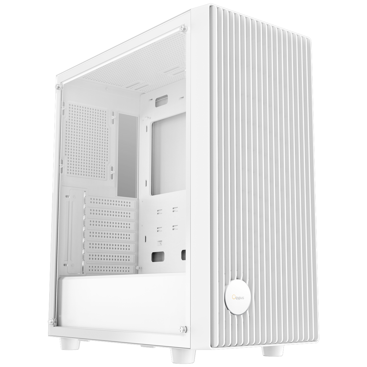 Ocypus Gamma C70 WH вид сбоку с открытой боковой панелью — внутренняя компоновка и отсеки