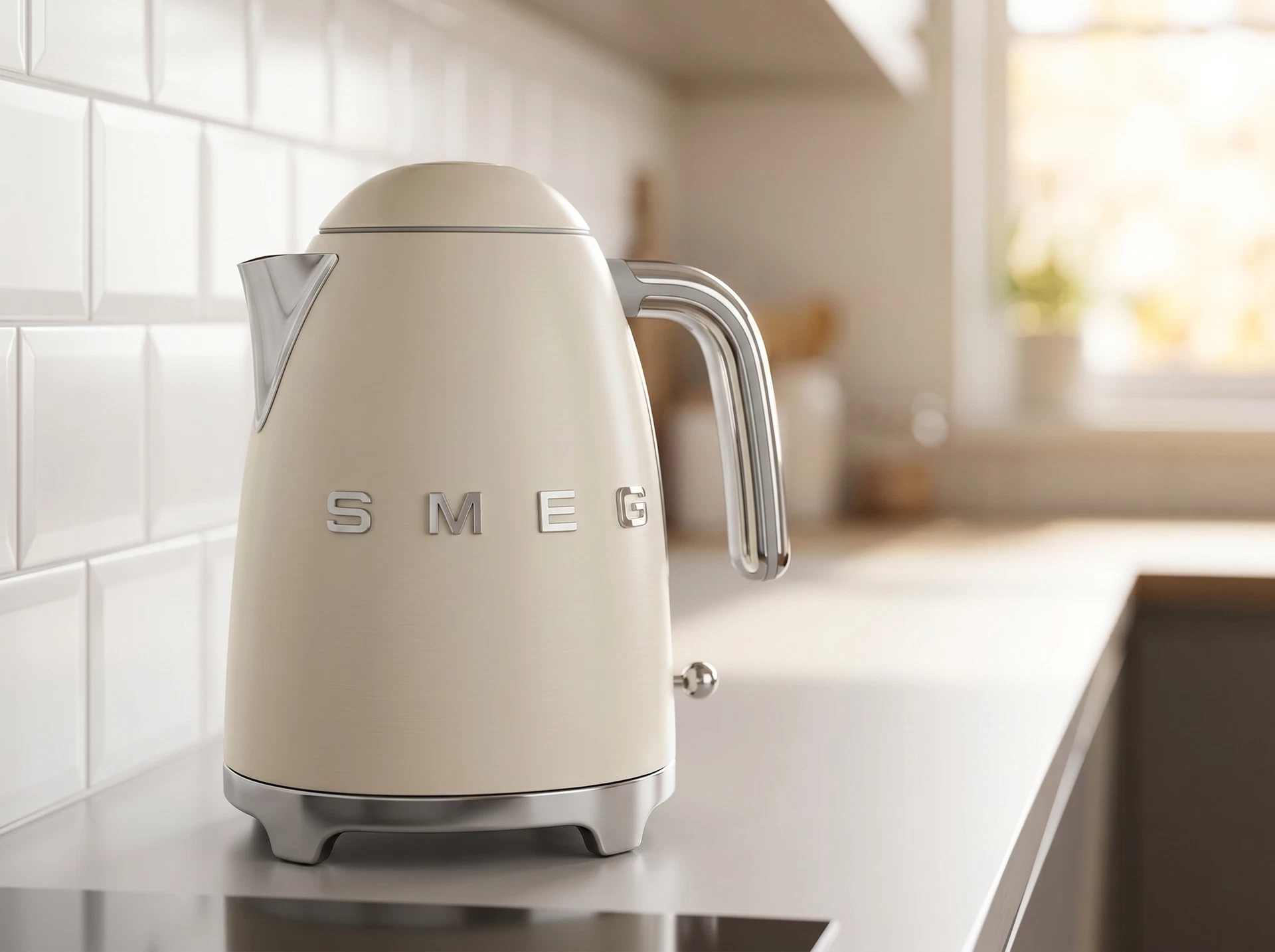 Чайник Smeg KLF03MLMEU бежевый - фото в интерьере