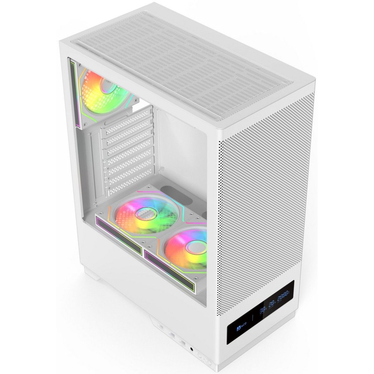 ACD Citadel 108DW вид сверху: RGB-вентиляторы и кабель-менеджмент