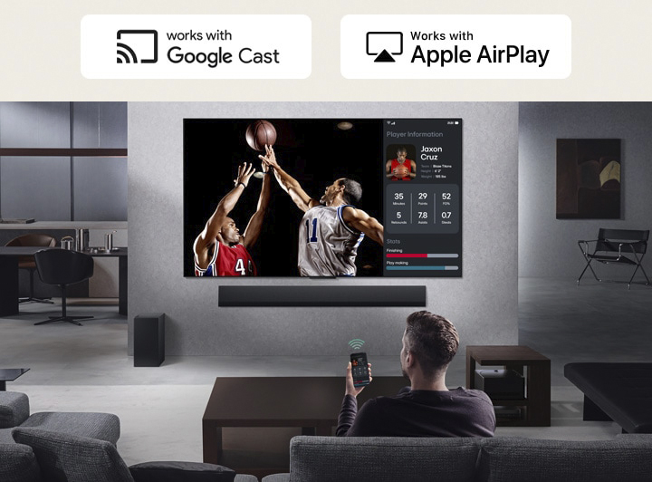 Multi View на LG OLED48C5 — дублирование экрана телефона и трансляция баскетбола одновременно
