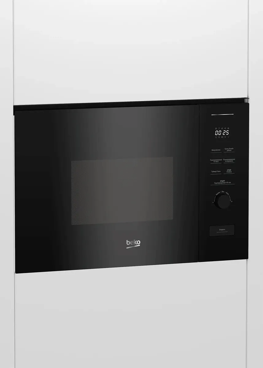 Beko BMGB 20212 B встраиваемая микроволновая печь чёрная с дисплеем в кухонном шкафу