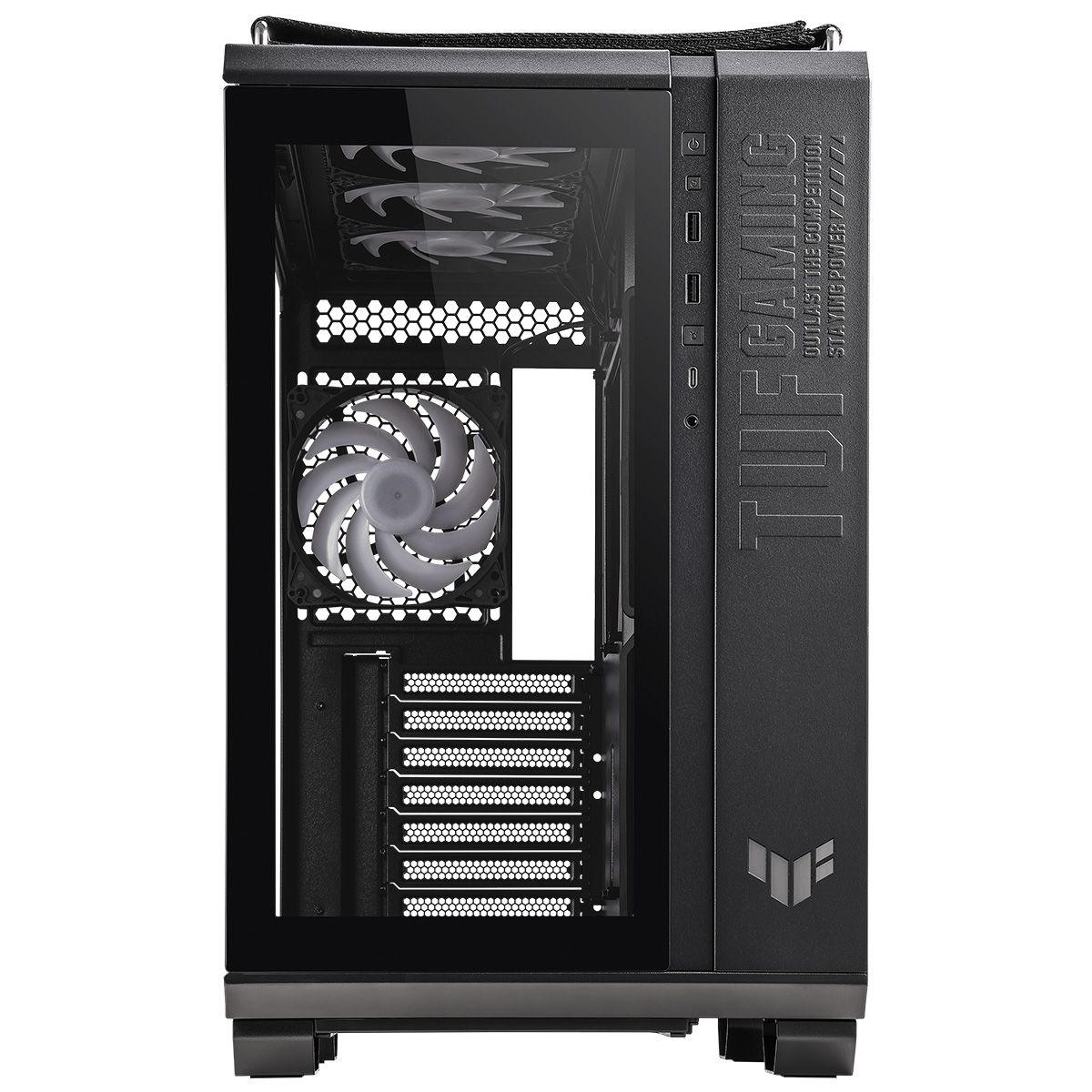 ASUS TUF Gaming GT502 PLUS внутренняя компоновка — вентиляторы, слоты расширения, отсеки для дисков, кабельные каналы