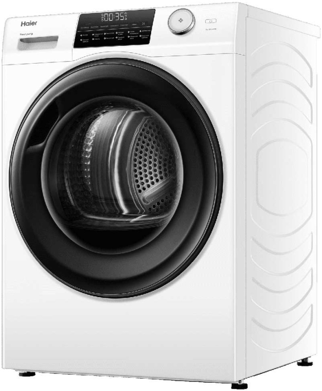 Haier HD90-A2959 вид спереди открытый барабан и LED-дисплей управления