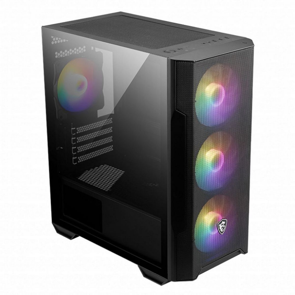 MSI MAG FORGE M100R — внутреннее пространство, отсеки для накопителей и кабельный канал