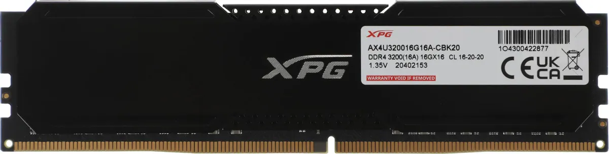 ADATA Gammix AX4U320016G16A-CBK20 установка в слот DIMM материнской платы