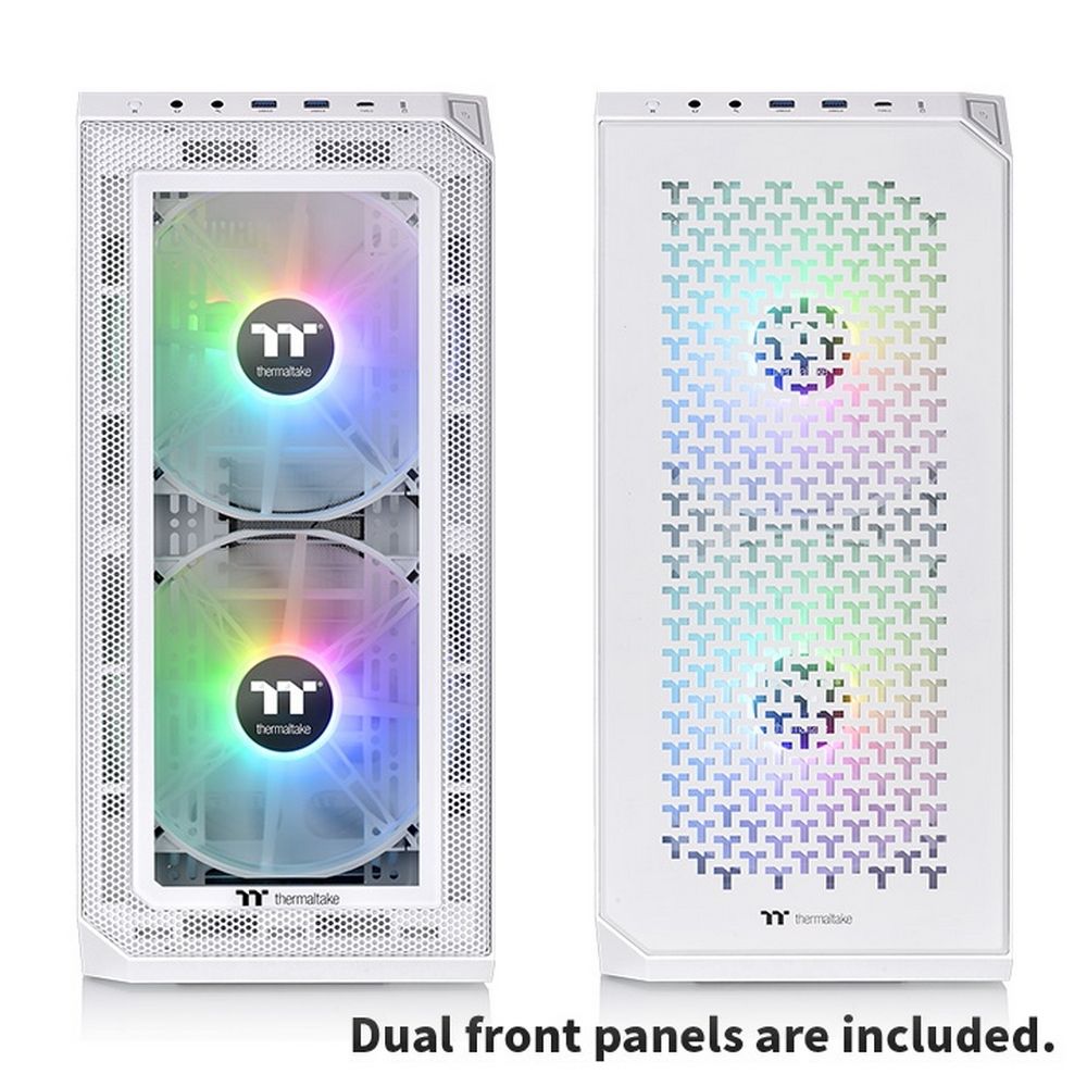 Thermaltake View 300 MX Snow две варианта передней панели — сетчатая с ARGB-вентиляторами и перфорированная белая