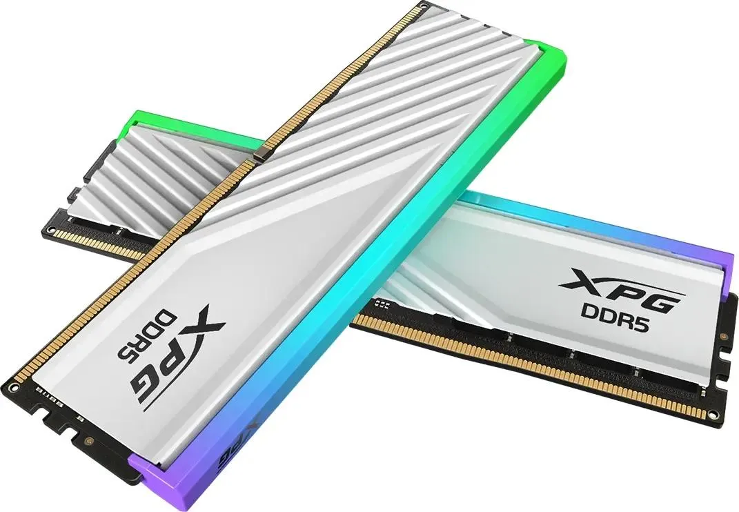 ADATA Lancer AX5U6000C3016G-DTLABRWH DDR5 радиатор белый RGB подсветка крупный план