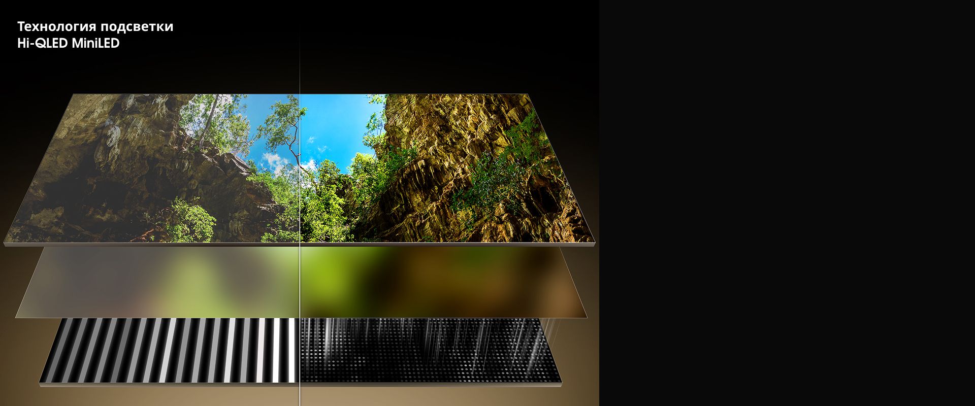 Hisense 50E8S Mini LED подсветка панель крупный план