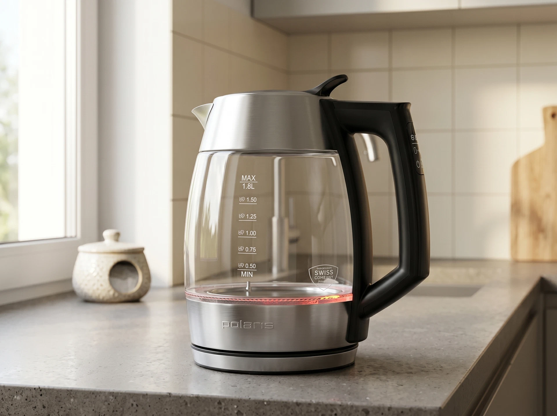Чайник Polaris PWK 1841CGLD Wi-Fi IQ Home сталь - фото в интерьере