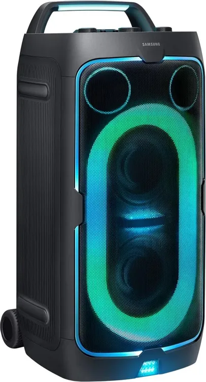 Samsung MX-ST50F/RU боковой вид с рукояткой и колёсиками для транспортировки