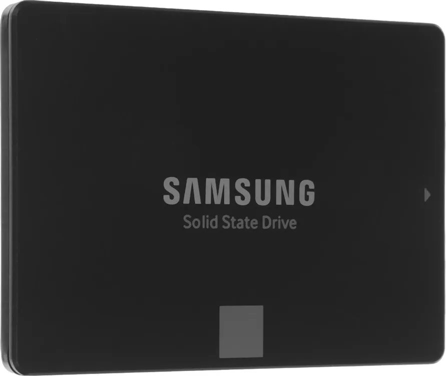 Samsung 870 EVO 2TB — угловой вид, компактный форм-фактор 2.5 дюйма, металлический корпус