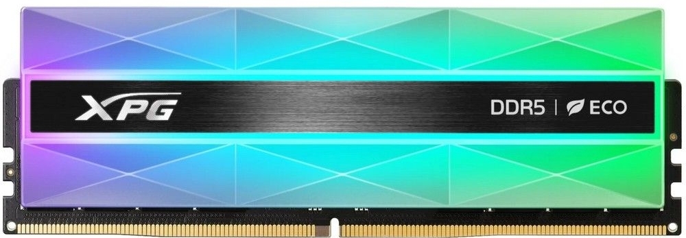 ADATA AX5U8000C3816G-DCLANRSG DDR5 пара модулей в слотах материнской платы RGB-подсветка