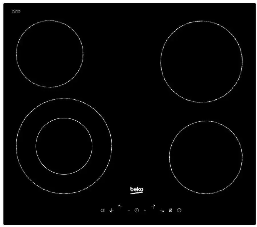 Beko HIC 64402T электрическая варочная панель четыре конфорки чёрное стекло сенсорное управление